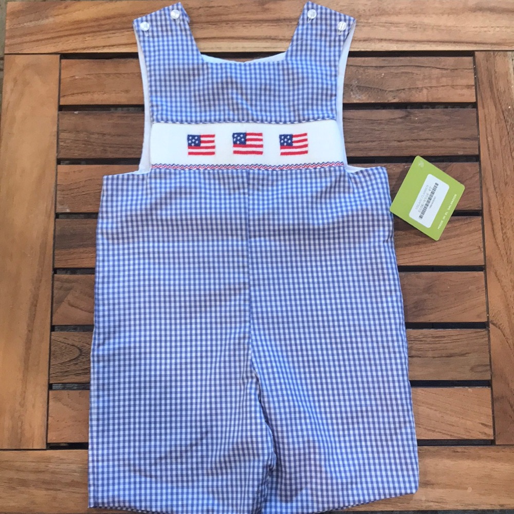 Boys smocked American Flag Jon Jon